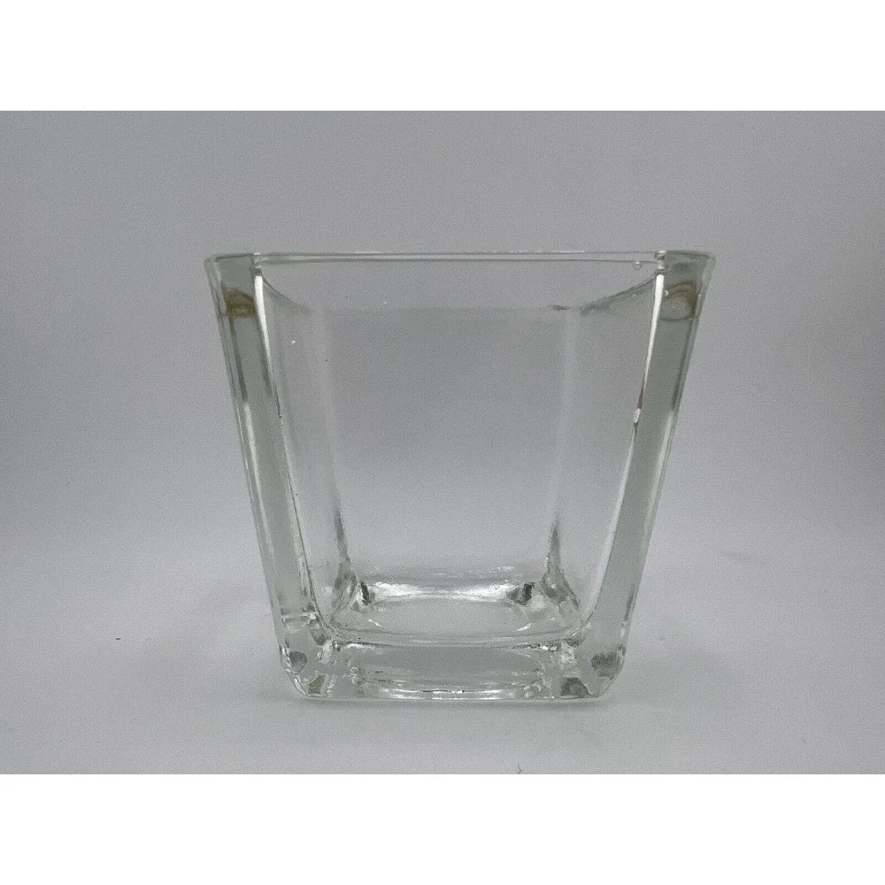 Vintage Square Clear Glass Flower‎ Vase 2.5